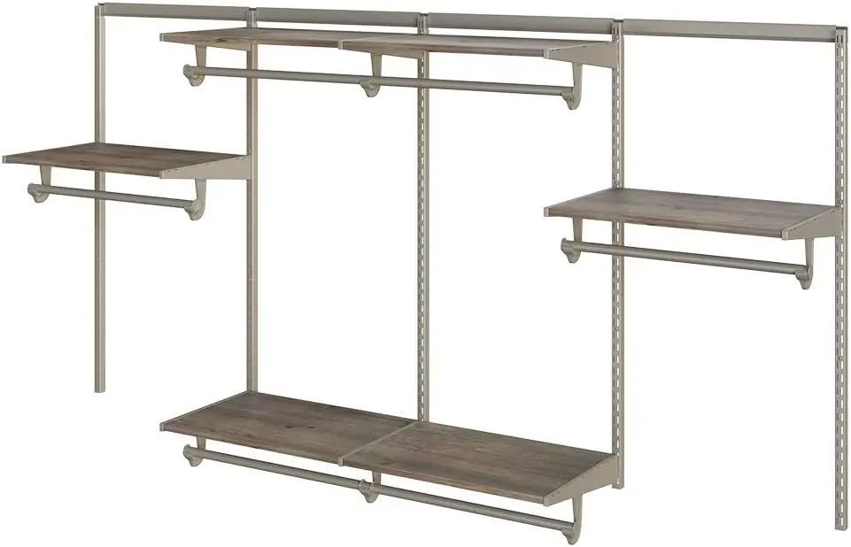 

Closet Culture by Knape & Vogt 8 Ft. Steel Closet Organization System with 6 Driftwood Wood Shelves