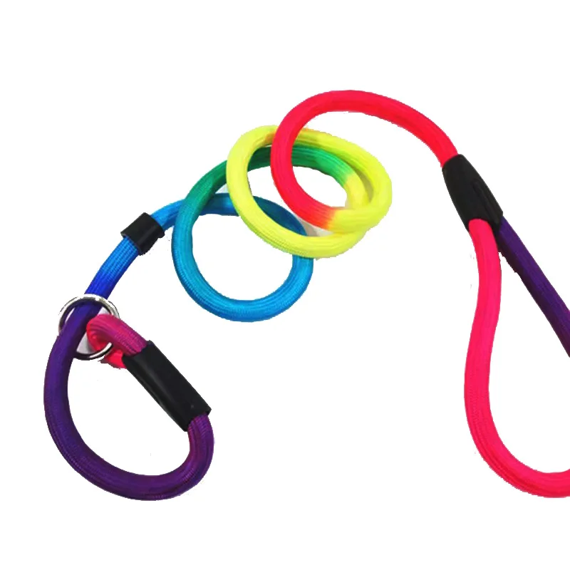 Rainbow Pet Dog Nylon Rope Training Leash Slip Lead Strap Adjustable Traction Collar halloween dog collars	