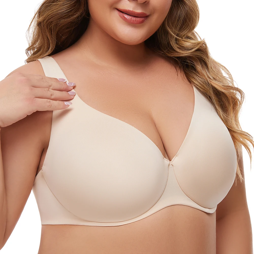 Smooth Back Plus Size Underwire Bra Minimizer Full Coverage Seamless Unlined Bras Women Unpadded Daily Wear Support Sports Bras 4