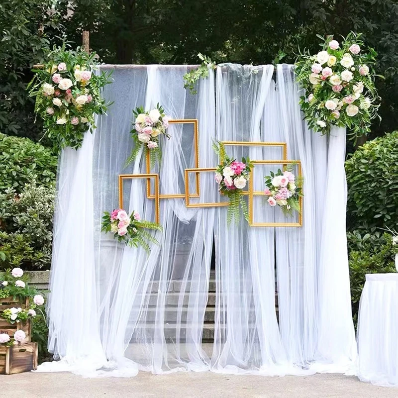 6 Pannelli Tessuto Chiffon Rosa Per Archi Nuziali - Drappeggio Tenda Trasparente 71cm X 6,1m - Decorazioni Matrimonio, Festa, Compleanno - 3