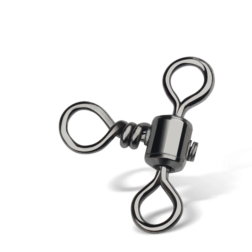 DNDYUJU 10-50 stücke 3Way Barrel Kreuz Linie Angeln Wirbel Mit Solide Ring Messing Angelhaken Linie Stecker angeln Zubehör – Detail 8