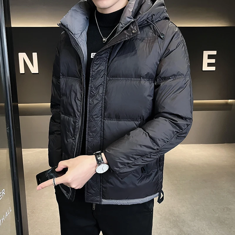 Causal 2023 Autumn Winter Men's Hooded White Duck Down Jacket Solid Warm Puffer Coat Outwear Plus Size L-5XL Thick Parka Clothes