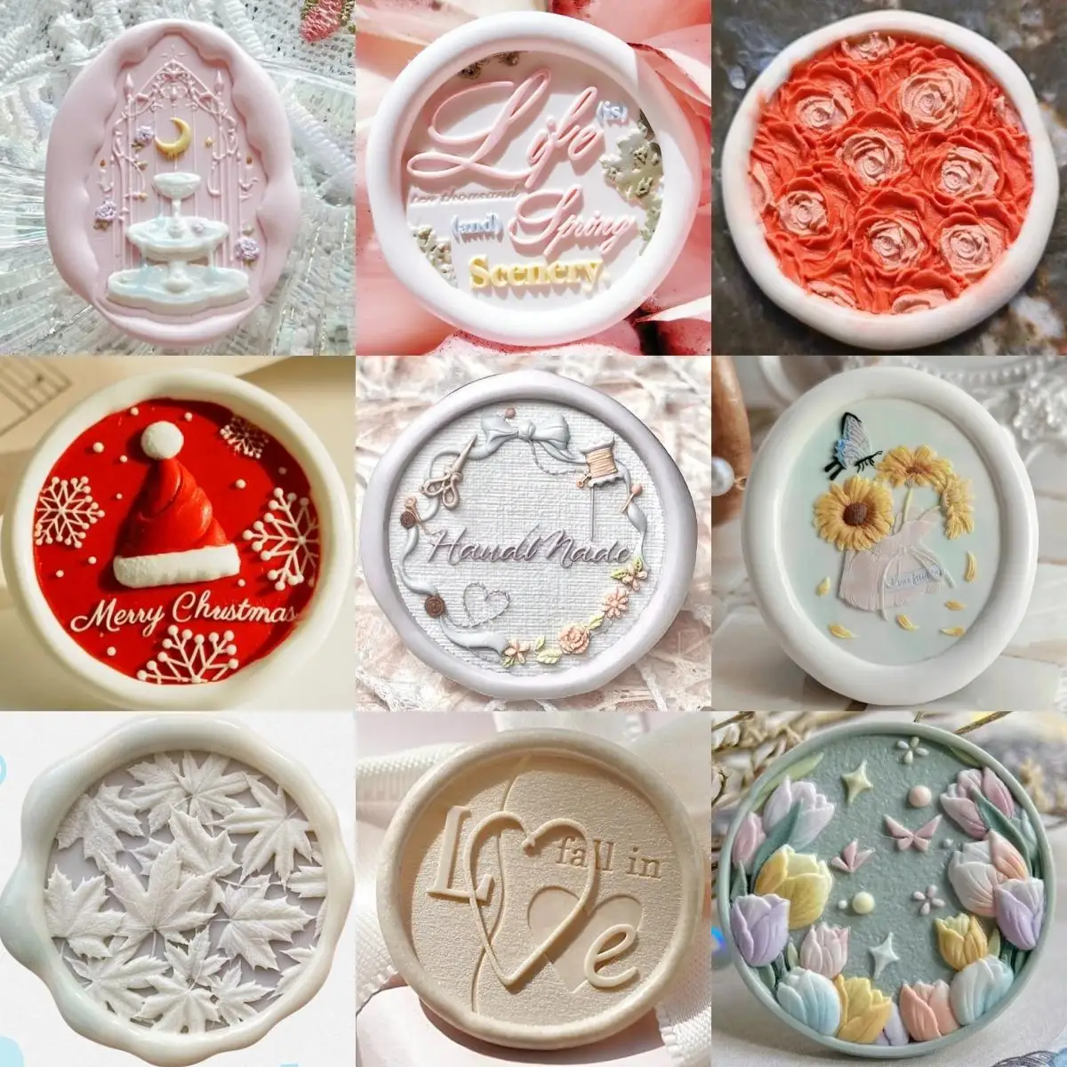 Self Ink Stamps Fire Seal Stamp Head Squeeze Rose Maple Leaf Christmas Hat Special Brass Head Embossed Stamp Toy Envelope Seal gift