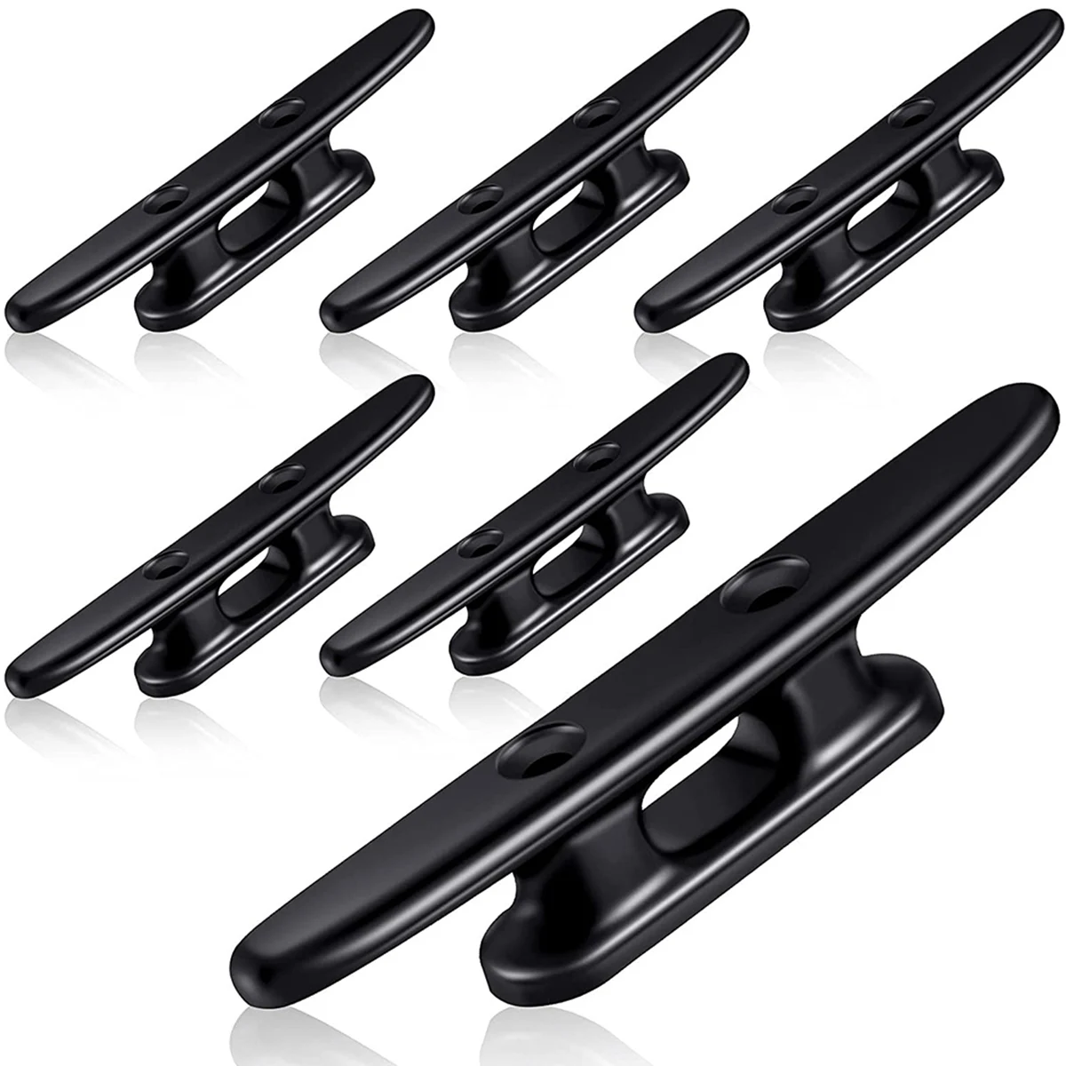 

6 Pcs Black Boat Cleat Kayak Cleats Boat Dock Cleats Kayak Canoe Cleat 4 Inch Nylon Cleats for Boat Mooring Accessories