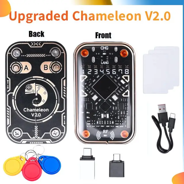 B48A Chameleon Ultra V2.0 RFID Smart Chip Reader Emulator 125Khz 13.56Mhz Card Decode NFC Duplicator+3Xuid Keychain/CUID Card 1