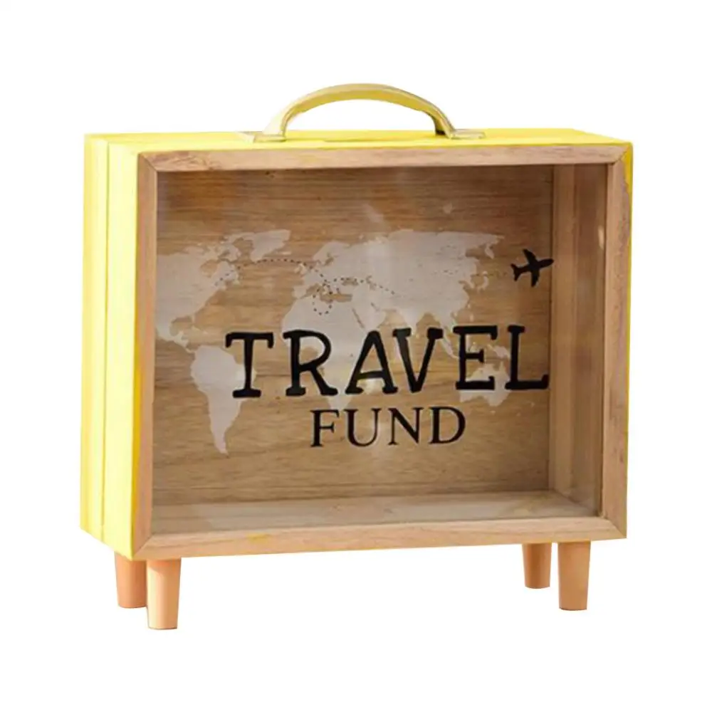 Novelty Wooden Money Box, Transparent Piggy Bank, Can Save Money, Coin, Cash Change, Home Desktop Decoration, Kids Gift 6