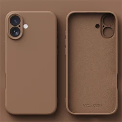 Premium Liquid Silicone Shockproof Phone Case - Soft TPU Cover & Accessories - iPhone 14 Pro (Coffee)