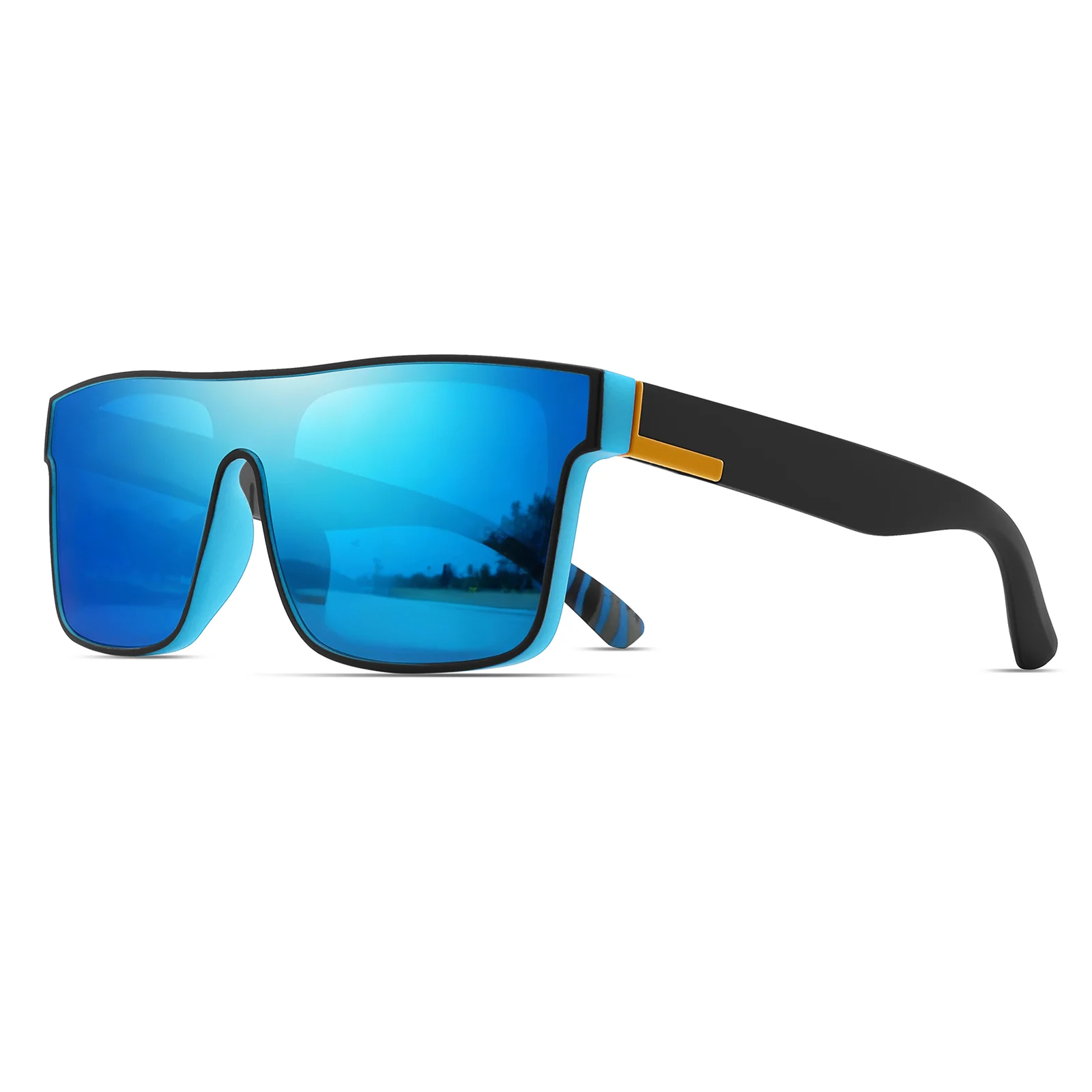 Klassische, modische, quadratische Sonnenbrille – einteiliges Glas, UV400, Unisex, für Radfahren, Wandern und Reisen – Detail 11