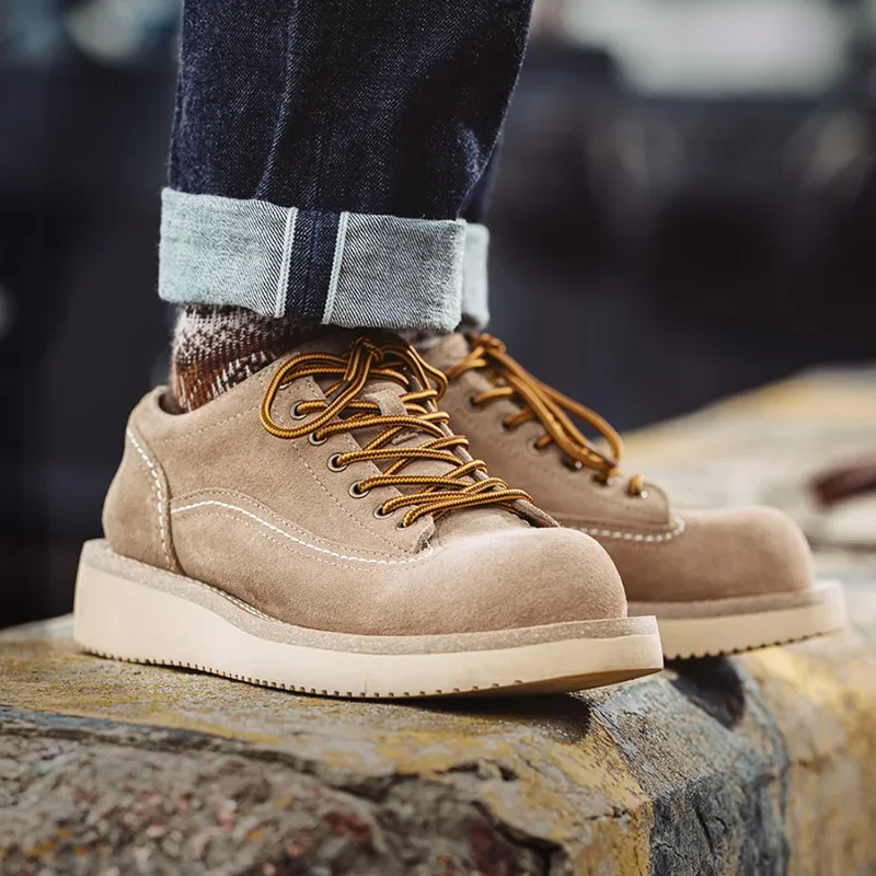 Autumn Winter Shoes Men&rsquo;s Work Ankle Boot Casual Shoes Outdoor Male's Sneakers Vintage Cow-Suede Leather Short Boots leather shoes