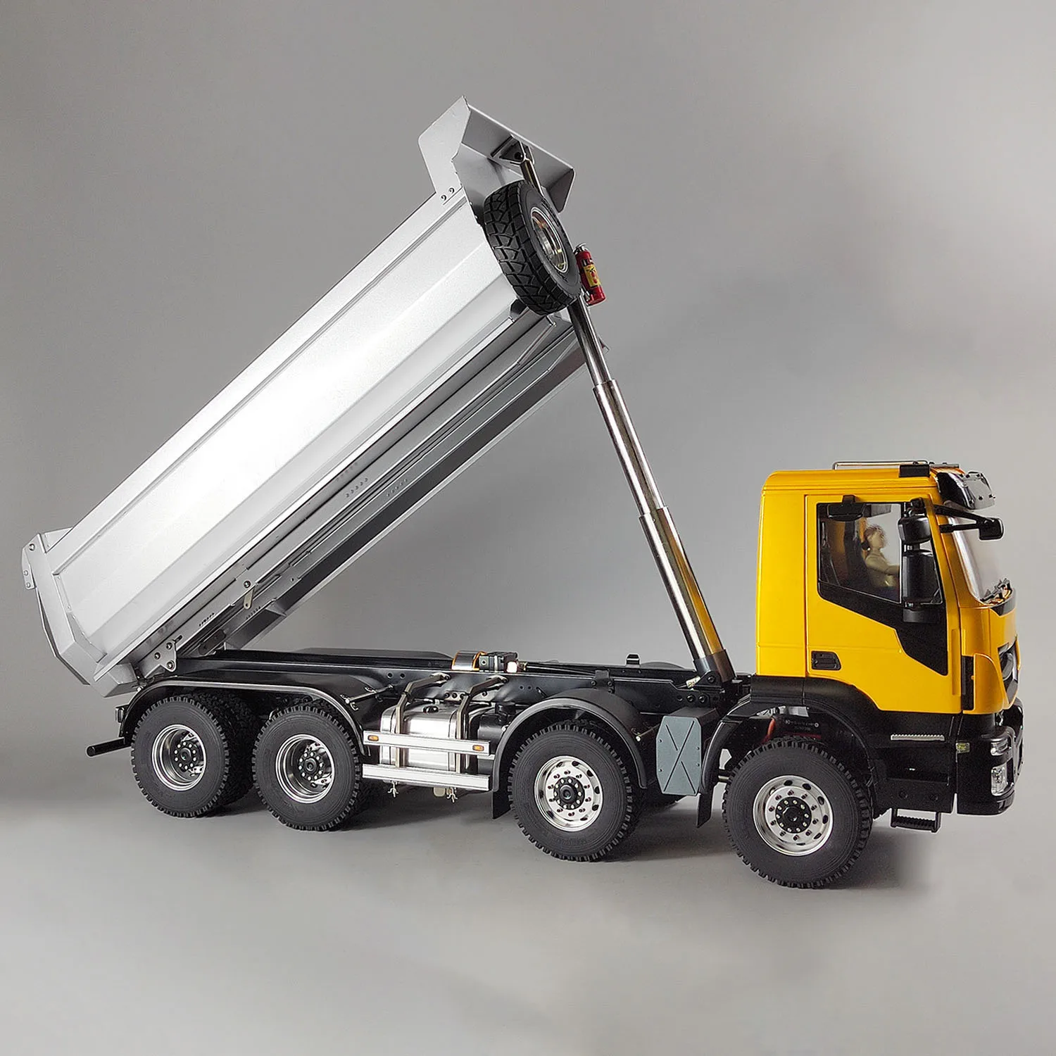 In Stock 8x8 1/14 Metal Hydraulic RC Dump Truck 2-speed Remote Control Tipper Car Sound Lights Differential Lock Axles RC Toy 4