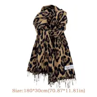 Fashion Leopard Tassels Shawl Imitation Cashmere Thickened Foulard Pashmina Hijabs Windproof Winter Warm Scarf Neck Warmer - Image 6
