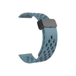 Versatile Silicone Strap with Magnetic Closure for Smartwatches - Available in Multiple Sizes (Premium Blue)