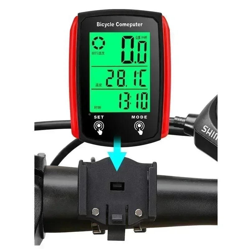 Wired Bike Computer LED Digital Bicycle Speedometer Odometer Touchscreen Cycling Computer Waterproof with Backlight 5