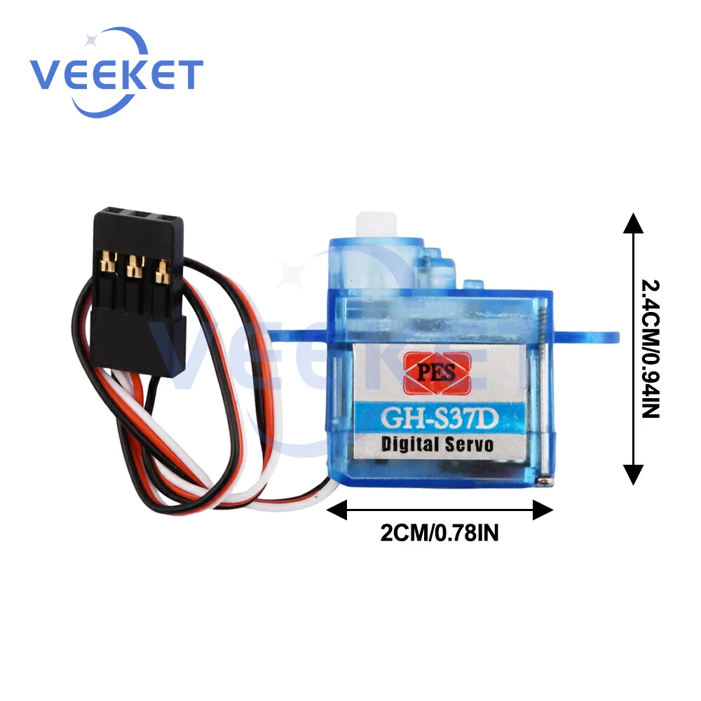 Comparaison de taille du servo miniature 3.7g avec une pièce de monnaie pour échelle.