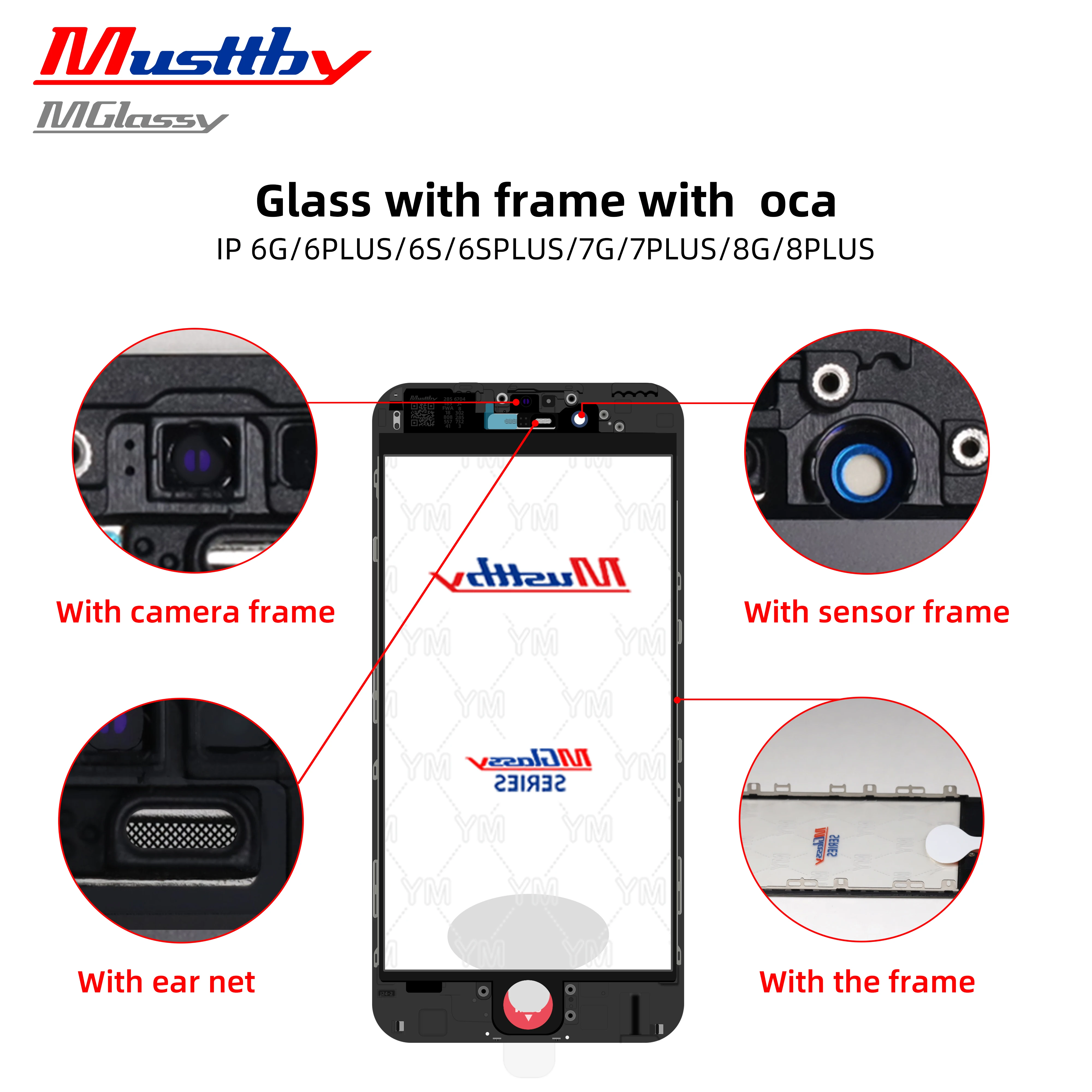 

1 PCS Front Outer Glass + OCA + Frame For Apple iPhone 8 8 Plus 8+ XR 11 Display Refurbished Screen Glass Repalcement