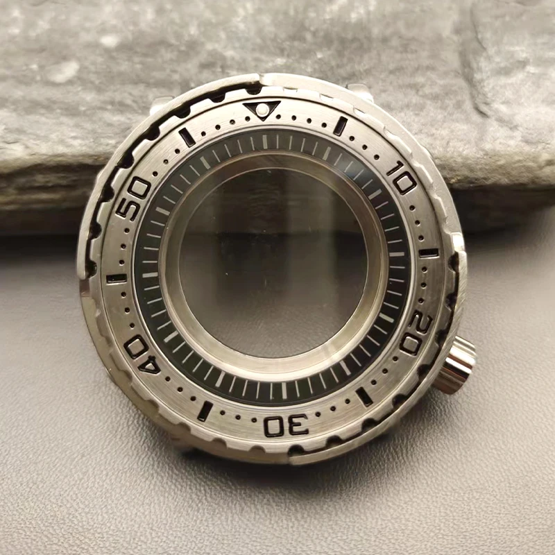 Mod 47mm watch Case fit Seiko tuna monster canned diving watch for NH35 NH36 7S26 watch movement with transparent back cover