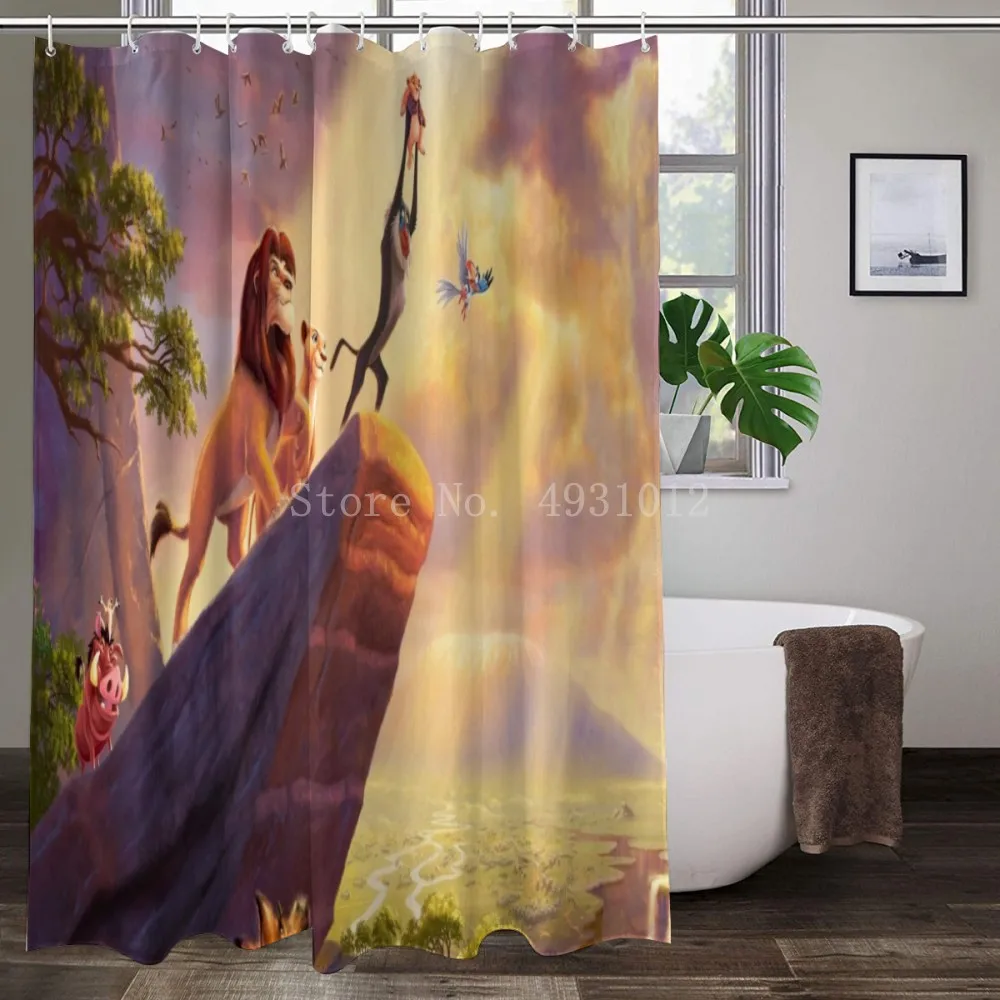 Disney Customized Simba Lion King Shower Curtain Waterproof Fabric Bath