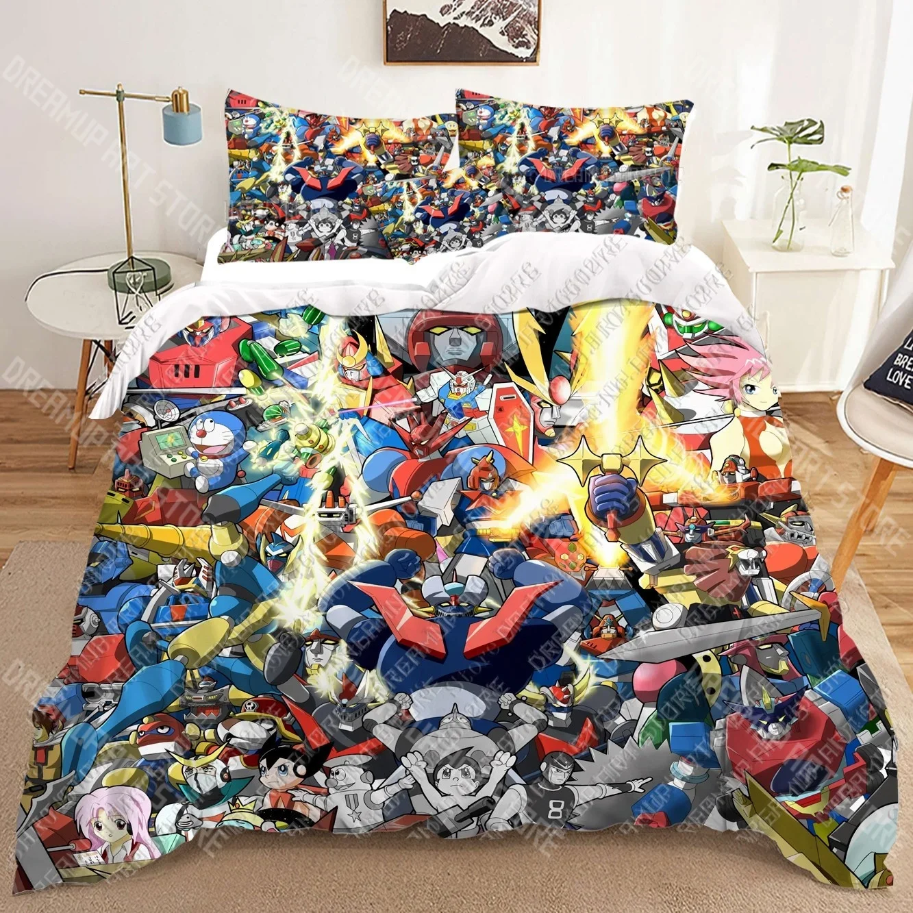 UFO ROBO GRENDIZER GOLDORAK 3D 침구 세트 인쇄 이불 커버 성인_ 어린이 침대 이불 생일 선물 