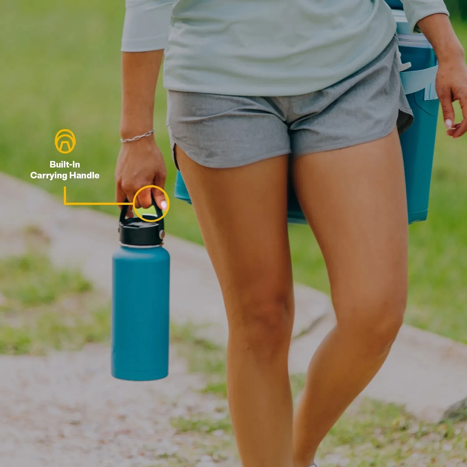 40 oz Stainless Steel Insulated Bottle, Wide Mouth Multi-Use Lid, Olive
