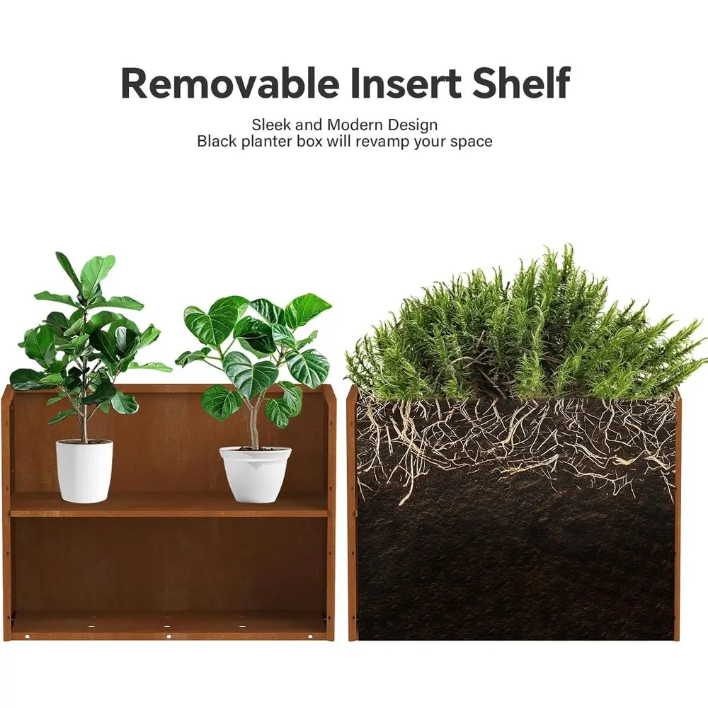 Outdoor garden display with planter