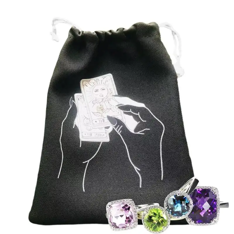 

Multi Purpose Tarot Bags& Pouches Velvet Moon Phase Card Drawstring 1Sided Print Storage Bag Accessories For Crystal Card Oracle