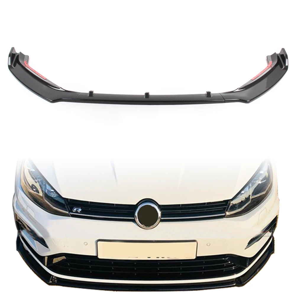 

Car Front Bumper Lip Spoiler Trim Carbon Fiber ABS Plastic For VW Golf MK7 2013 2014 2015 2016 2017 7.5 model