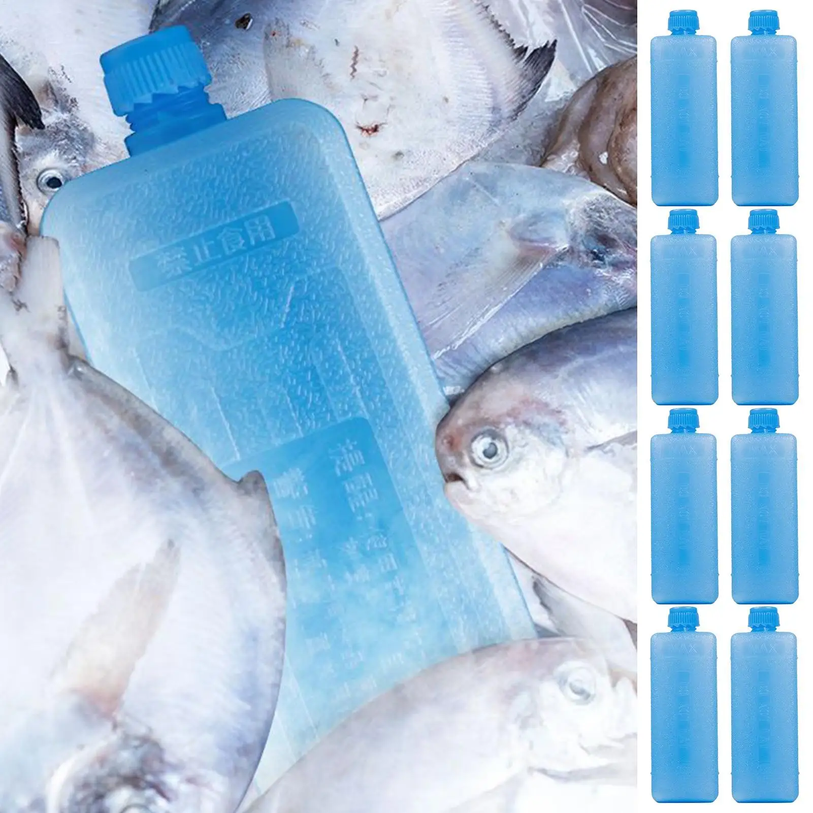 8pcs Reusable Ice Box PE Ice Crystal Box Refrigeration Keep Fresh Picnic Cooler Box Durable Air Conditioning Fan Ice Crystal Box