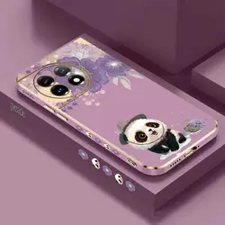 Flower Panda Luxury Plating Phone Case Cover - OnePlus 11 5G (Purple)