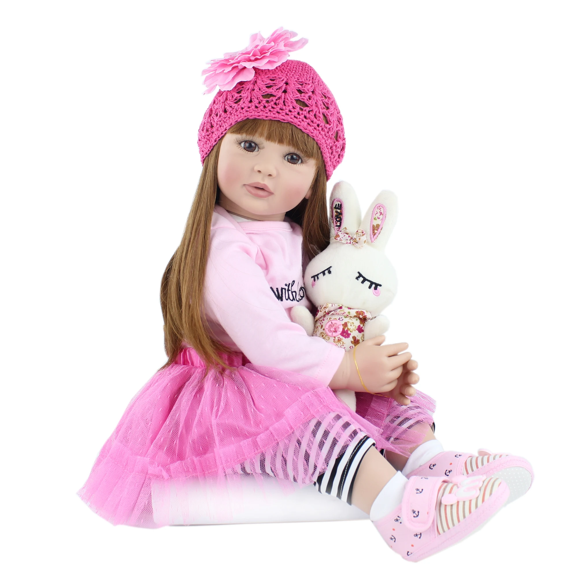 55/60cm Silicone Reborn Baby Doll Realistic Vinyl Princess Toddler Bebe Child Birthday Gift Girl Babies Boneca Brinquedo 3