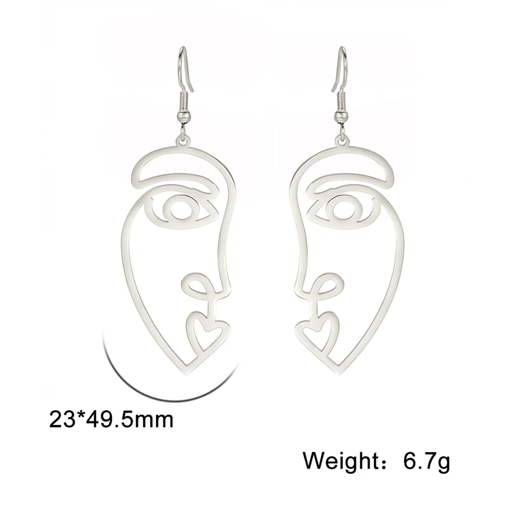 Stilvolle aushöhlen Gesicht baumeln Ohrringe Persönlichkeit übertrieben symmetrische abstrakte Gesicht Silhouette Ohrringe Frauen Schmuck Geschenke – Detail 7