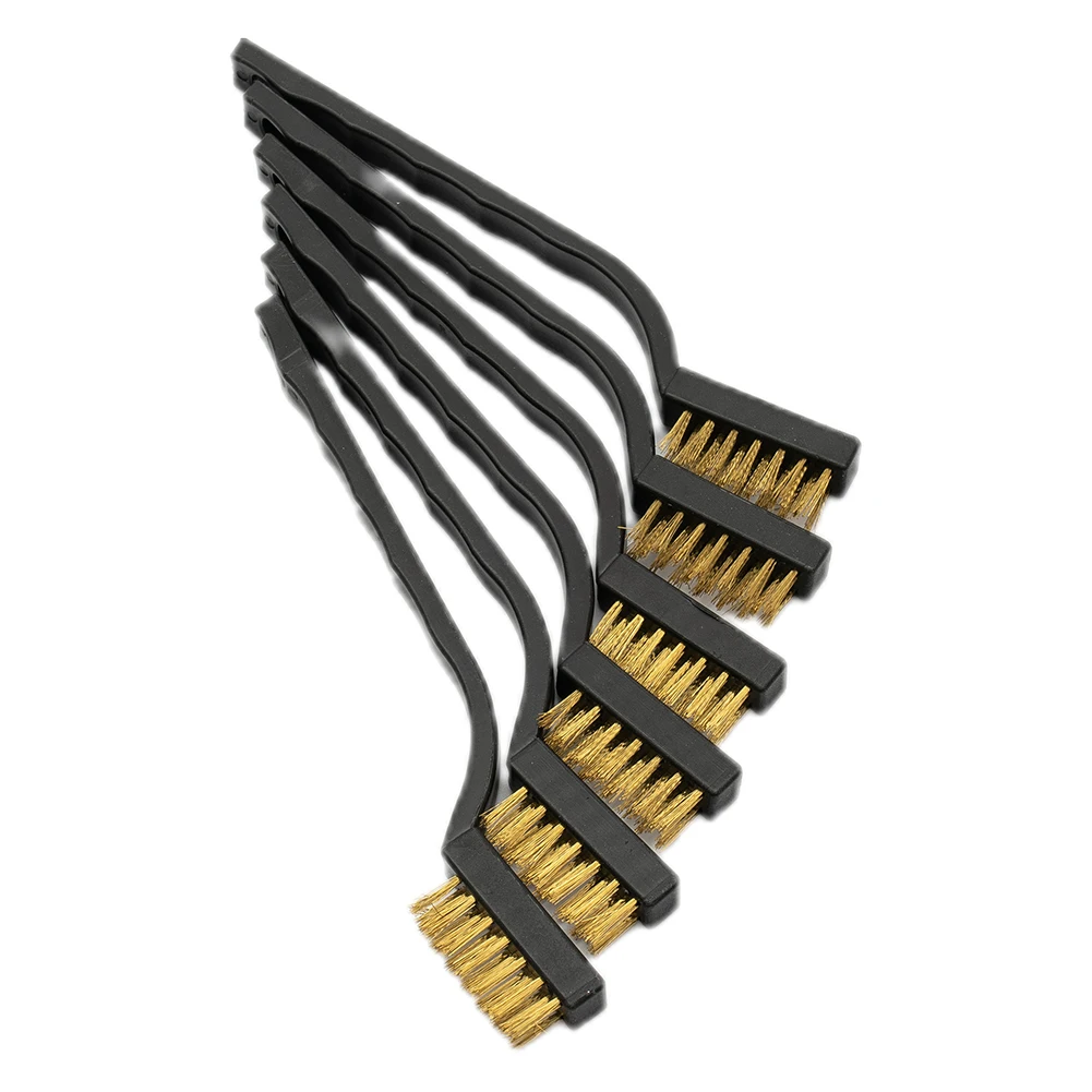 6Pcs Clean Industrial Copper Wire Brush Brass Wire Brush Set For Cleaning Welding Slag And Rust Cleaning Brush Hand Tool 5