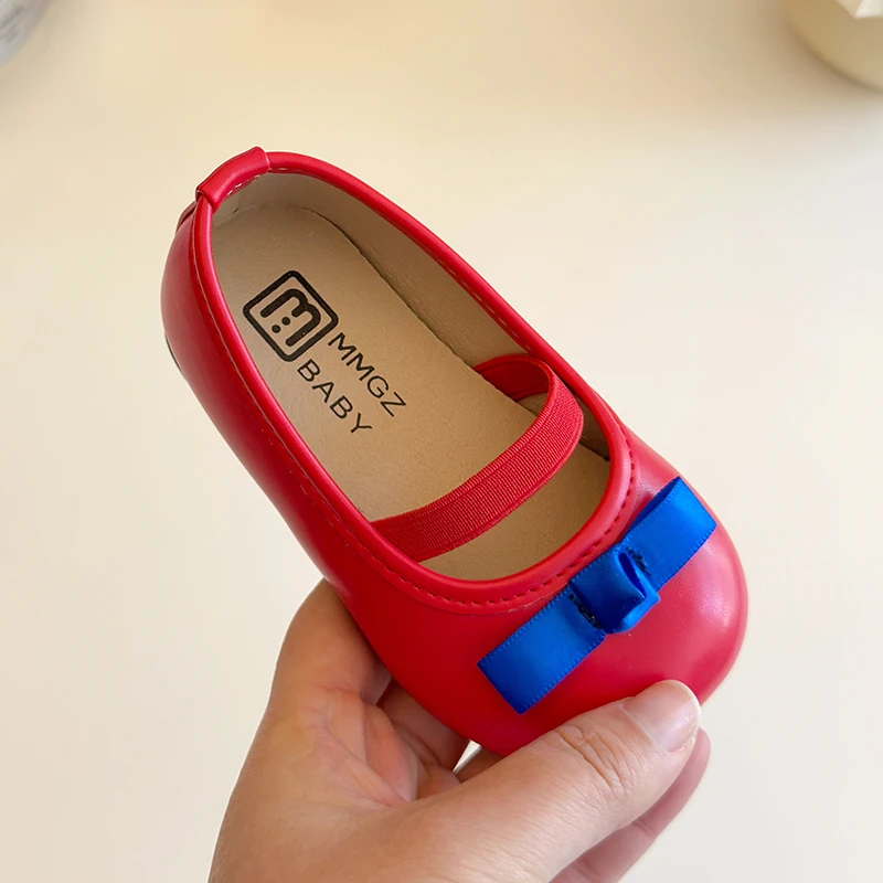 Description Picture 4 of itemBaby Girls Shoes Toddler Cute Elegant Ballet Flats Children Soft PU Leather Mary Jane Shoes with Elastic Band Pink Beige Red