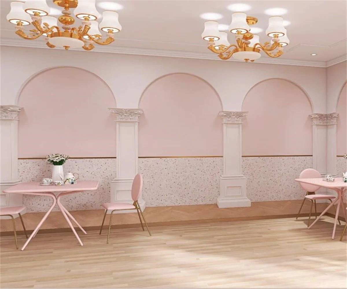 Personalizado Geométrico Papel de Parede Luz Coluna Romana de Mármore Luxo Roupas Salão Beleza Decoração do Quarto Casamento 3d