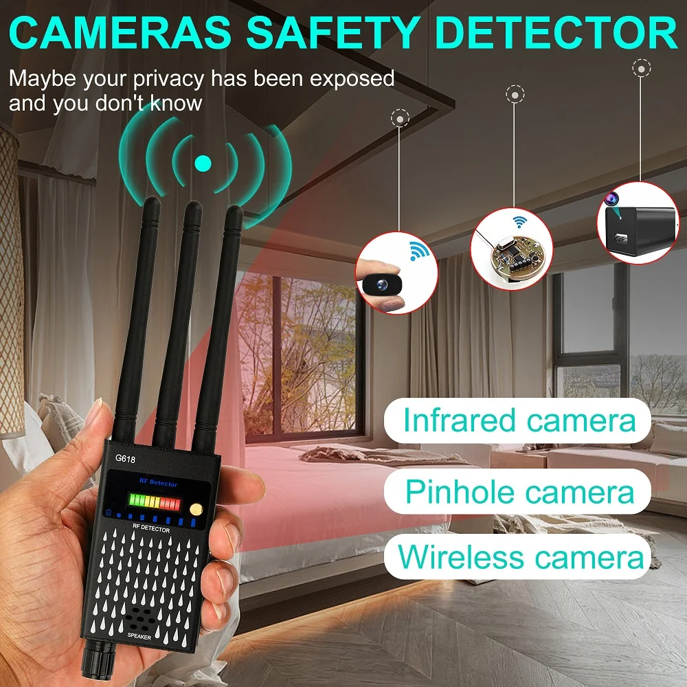 RF Signal Detector Anti-Spy Tapping Anti Detects Eavesdropping Pinhole Audio Bug GSM Devices Finder Anti Spy Gadgets