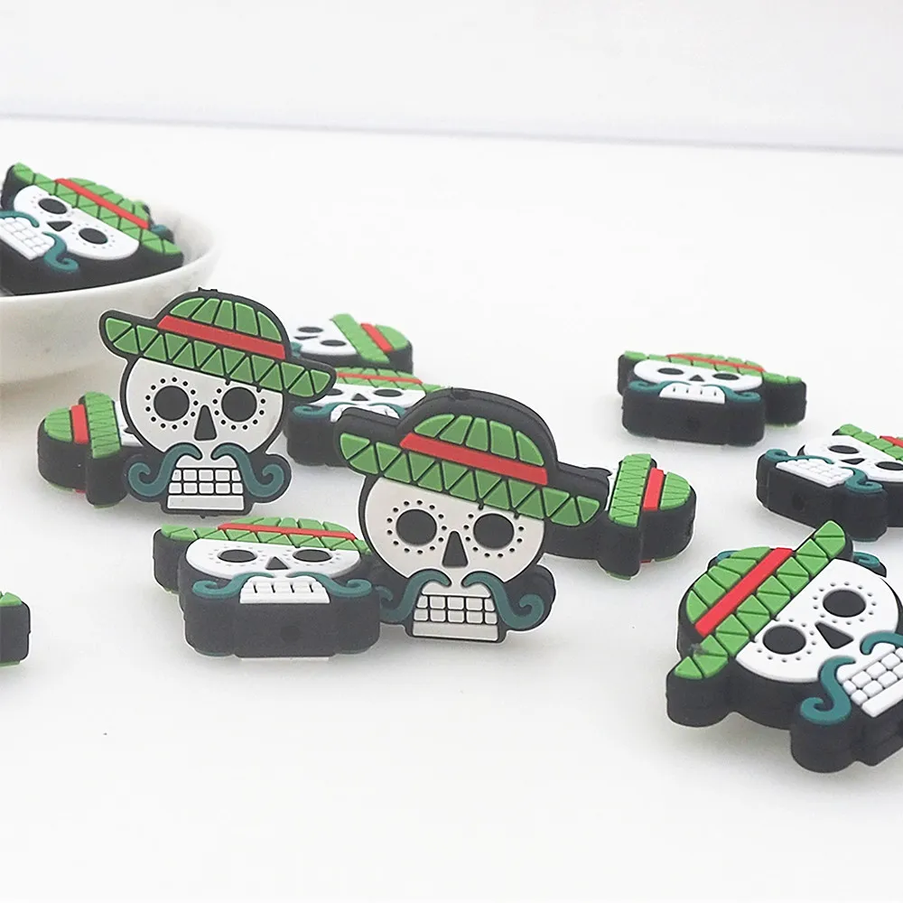 Chenka-해골 유령 박쥐 호박 비즈 할로윈 실리콘 비즈  씹을 수 있는 더미 ..