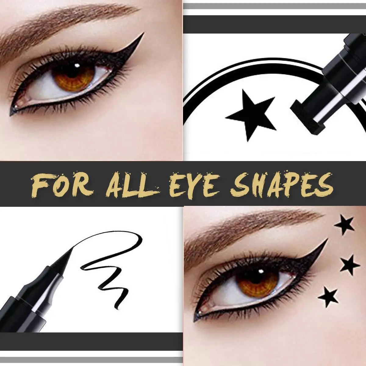 2 In1 Winged Stamp Liquid Eyeliner Pencil Eyes Makeup Waterproof Fast Dry  Lasting Cosmetics Black Stamps Seal Eyeliner Pen - Eyeliner - AliExpress