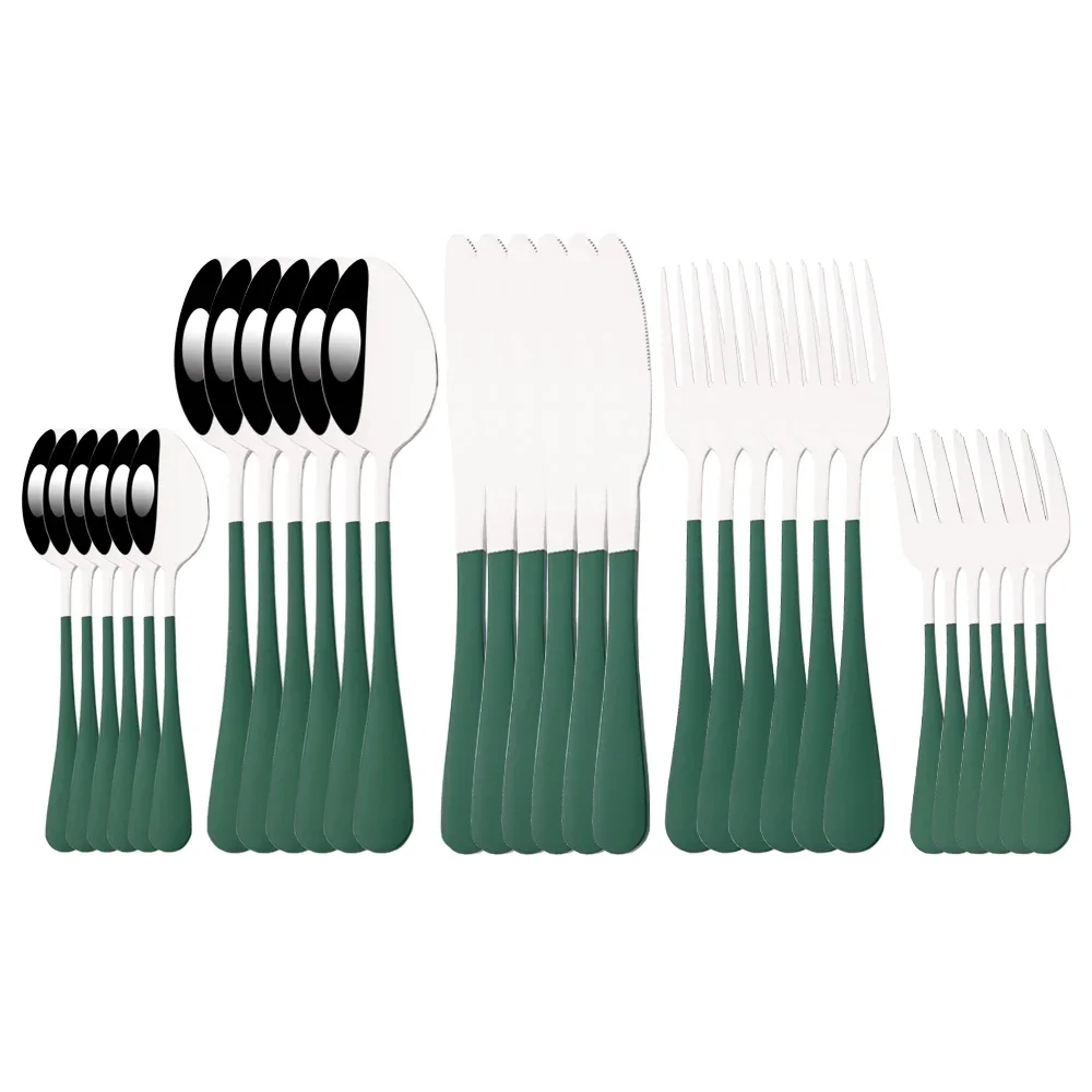 30Pcs Green Silver