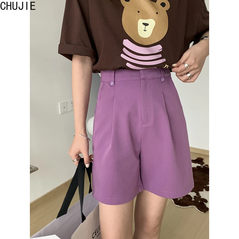Shorts Womens Summer Office Ladies Students Straight Wide Leg Casual Chic High Waist Draped Loose Large Size Women Fashion New swim trunks