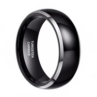 Tigrade Mens Ring Black 6/8mm Polished Tungsten Carbide Wedding Engagement Band Ring for Men Trendy bague homme Couple Ring 2