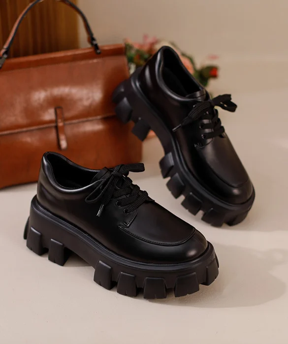 Mocassini donna stile britannico con zeppa in pelle_voghion.com