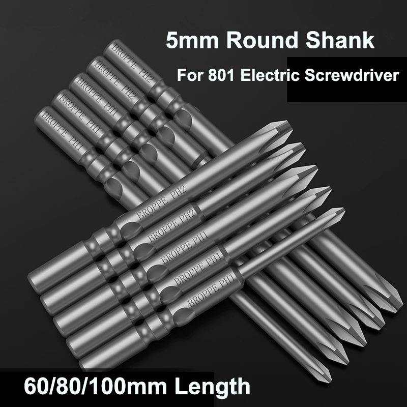 

Hakkin 801 Electric Screwdriver Drill Bit Set 5mm Round Shank Phillips Screwdriver Bits S2 Steel Magnetic Cross Head Screwdriver