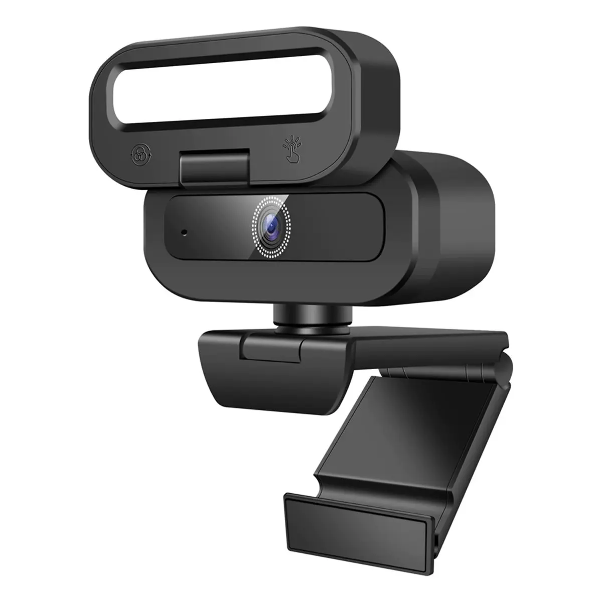 DT60 4K 60FPS 라이브 웹캠 USB 자동 초점 카메라 PC 회전식 마이크 필 라이트 스트리밍 카메라 (PC 노트북용)