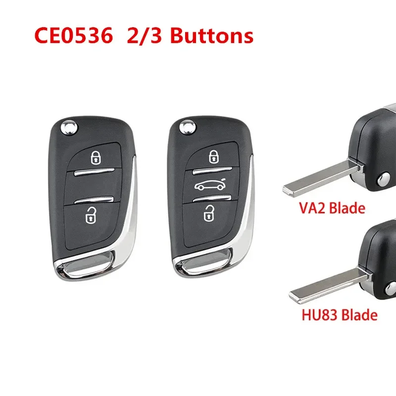 2/3 Button Car Key Remote Shell Cover Replacement Flip Folding Fob Case with HU83/VA2 Blade for Peugeot 107 207 307 308 Citroen