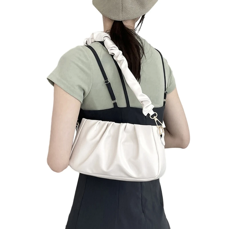 Stylish Cloud shaped Purse with Pleated Designs PU Handbag for Everyday Use