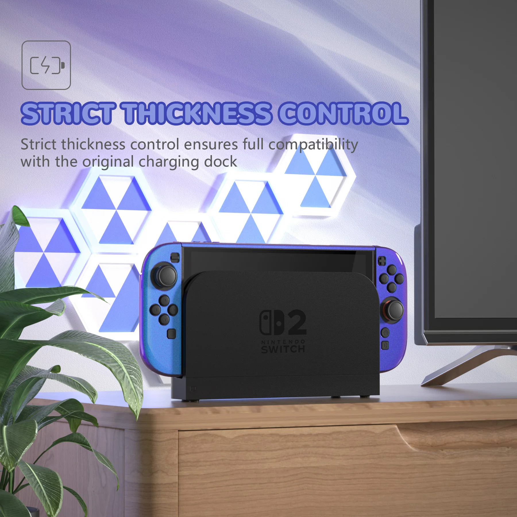 PlayVital Chameleon Protective Case for Nintendo Switch 2, Dockable Hard Shell Grip Cover with Foldable Stand,Thumbstick Caps 6