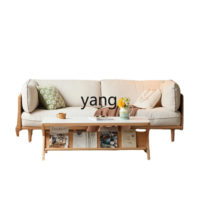 

LMM Solid Wood Coffee Table Modern Minimalist Oak Small Apartment Stone Plate Tea Table