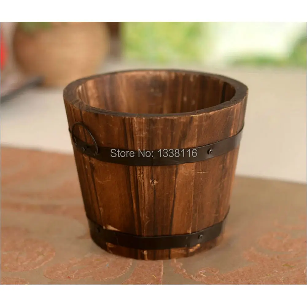 High Quality Flower Vase Wooden Barrel Vase Home Decoration Receiver Flower Set Wooden