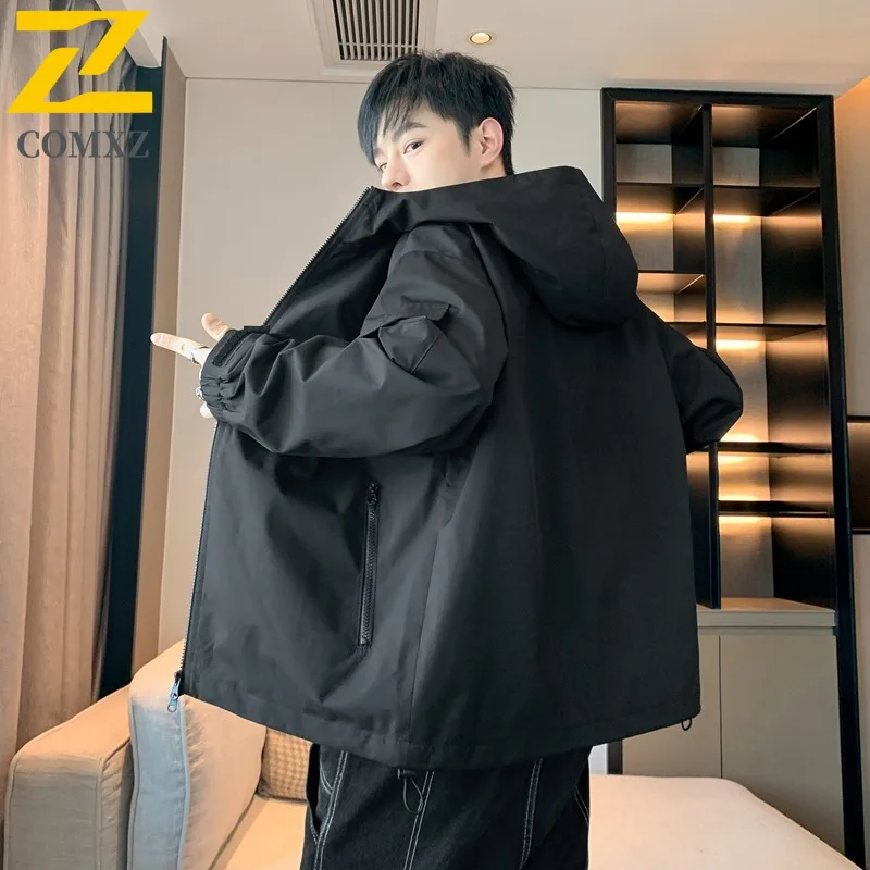 COMXZ Rainproof Coat Windproof Waterproof Lightweight Outdoor Travel Work Biker Jacket Climbing Scratch Resistant Mens Outerwear