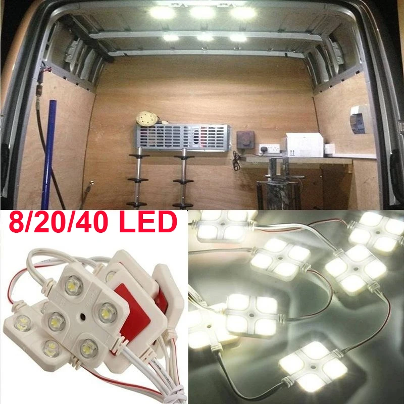 LED 인테리어 조명 키트, 자동차 지붕 조명 키트, 밴 천장 조명 화물, 캠핑카 내부 램프, RV 보트 트레일러, 12V, 8, 20/40