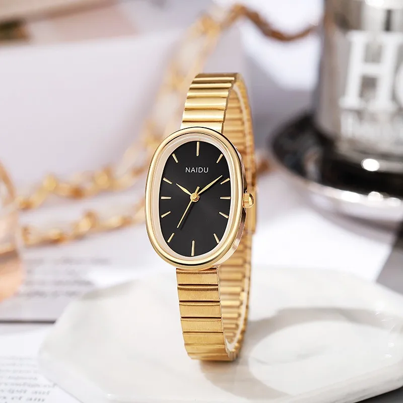 Fashion Ladies Watch ins Wind Premium Sense Oval Steel Belt Versatile Quartz Watch